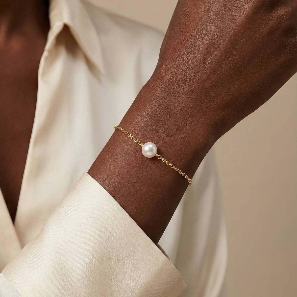 Parel Fijne Schakelarmband – 18K Goldplated – Model 87136 – foto 3