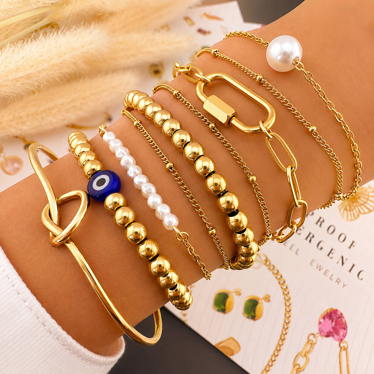 Parel Fijne Schakelarmband – 18K Goldplated – Model 87136 – foto 2
