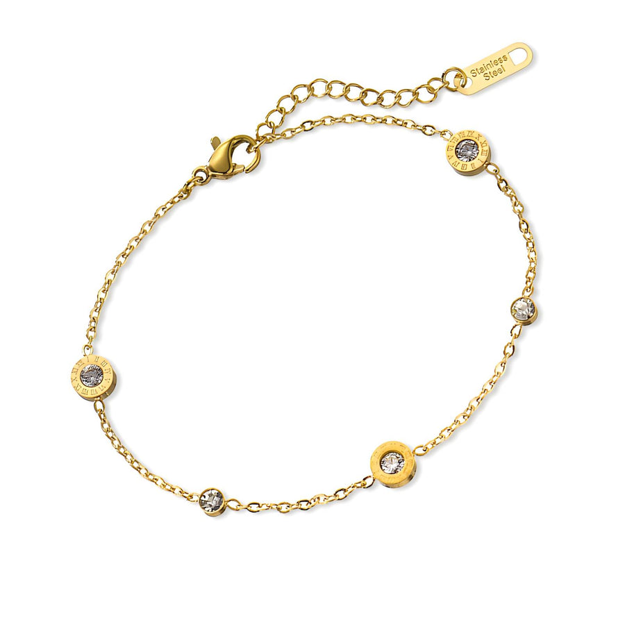 Zirkonia Fijne Schakelarmband – 18K Goldplated – Model 87298