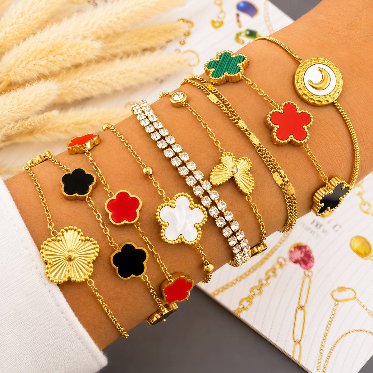 Bloemen Fijne Schakelarmband – 18K Goldplated – Model 87715 – foto 2