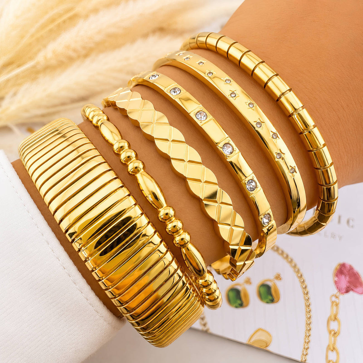 Sterrenbeeld Zirkonia Bangle Armband – 18K Goldplated – foto 2