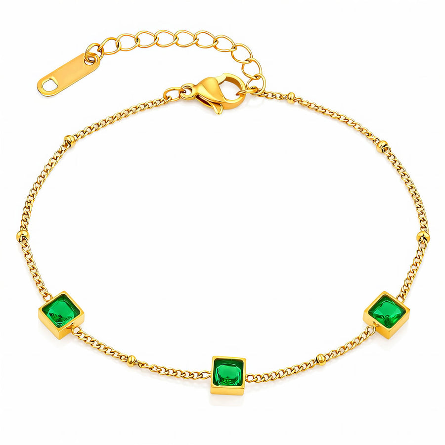 Zirkonia Fijne Schakelarmband – 18K Goldplated – Model 90241