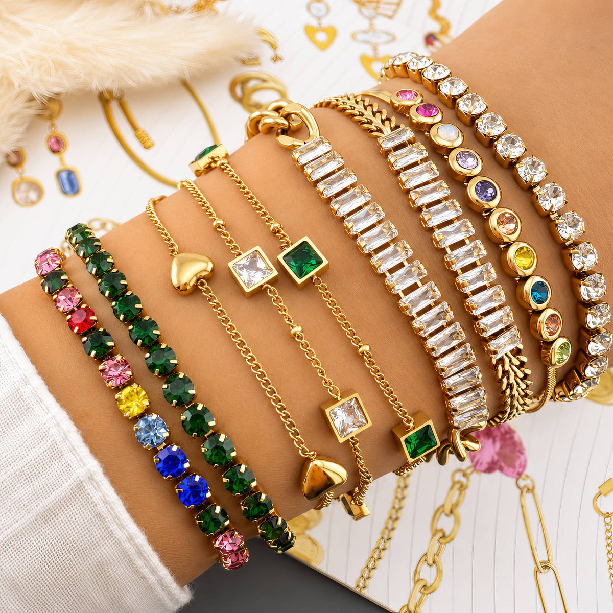 Zirkonia Fijne Schakelarmband – 18K Goldplated – Model 90241 – foto 2